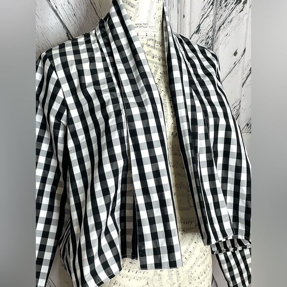 Sun Kim Cropped Gingham Swing Jacket Size S - Picture 2 of 5